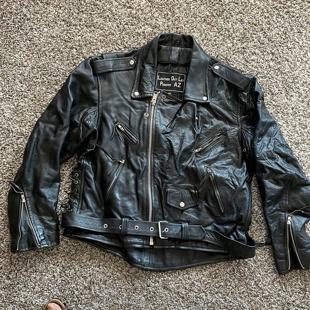 Leather motorcycle jacket